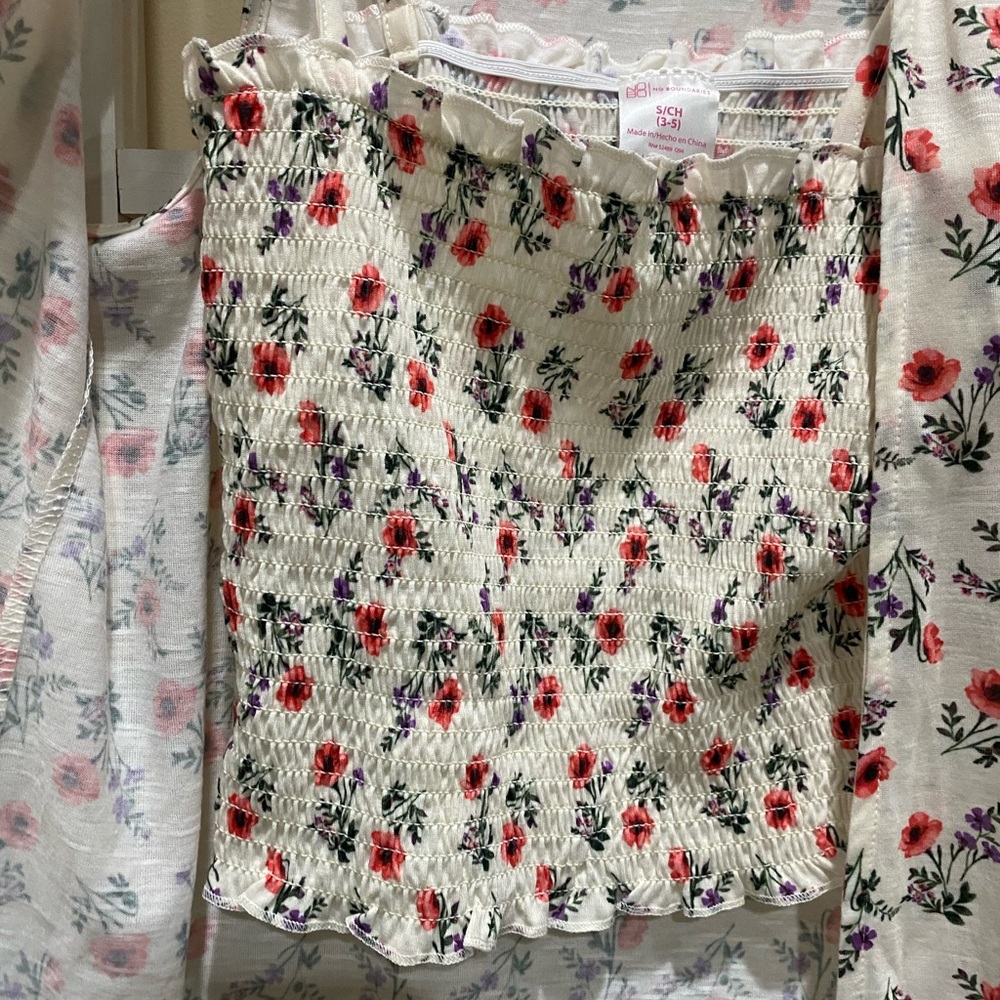 No Boundaries Floral 2PC Set Vest & Smocked Cami S 0233 - Picture 5 of 7